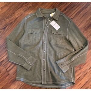 NEW Tommy Bahama Mens Medium Trinidad CPO Shirt Shacket Green Long Sleeve Snap